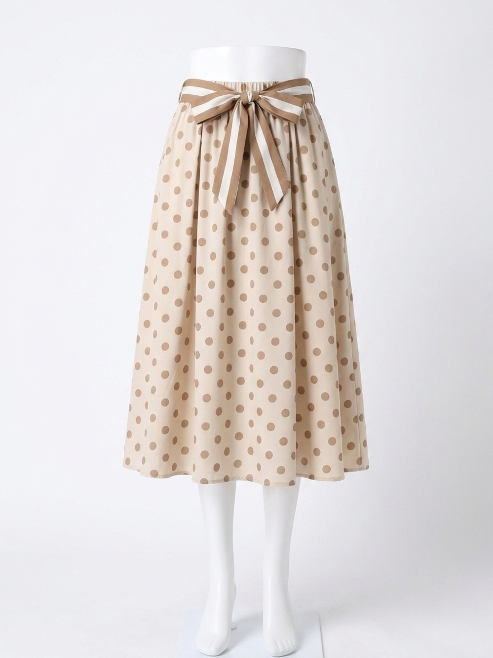 NEW EASEL polka dot skirt with drawstring waist in cookie butter